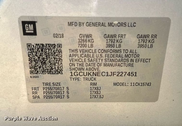 image for item OK9156 2018 Chevrolet Silverado 1500  Crew Cab pickup truck