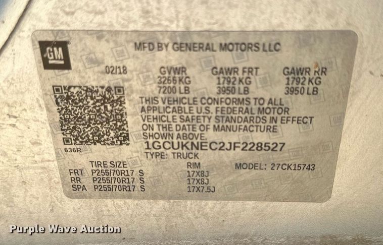 image for item OK9158 2018 Chevrolet Silverado 1500  Crew Cab pickup truck