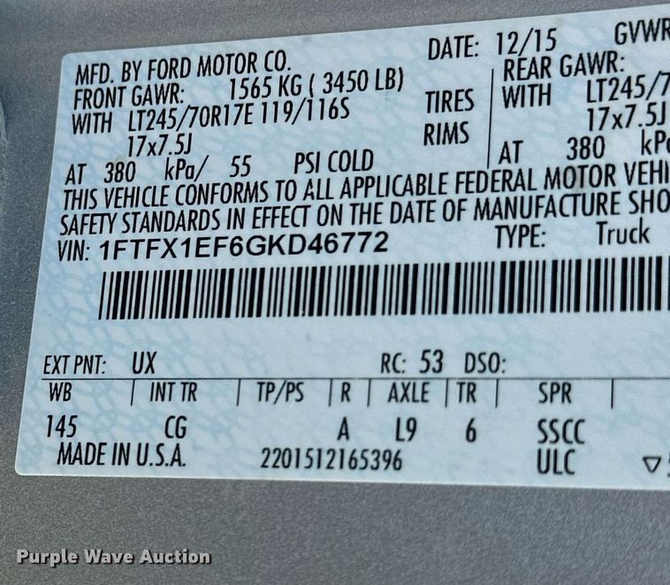 image for item OK9159 2016 Ford F150  SuperCab pickup truck