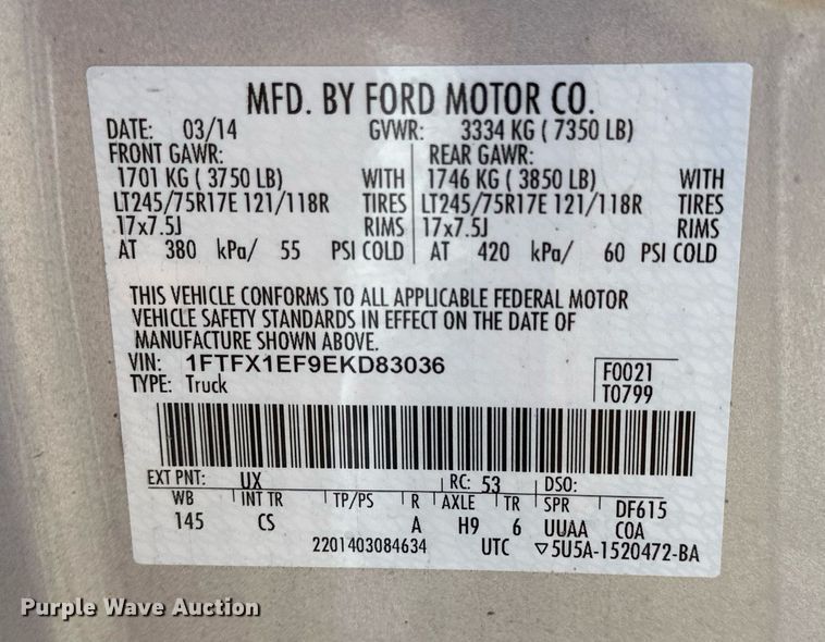 image for item OK9160 2014 Ford F150  SuperCab pickup truck