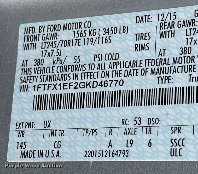 image for item OK9161 2016 Ford F150 SuperCab  Pickup