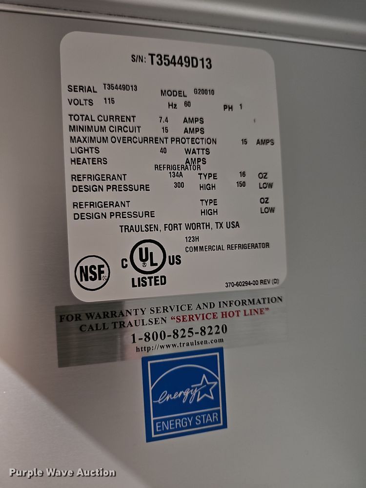 image for item OL9355 Traulsen G20010  refrigerator