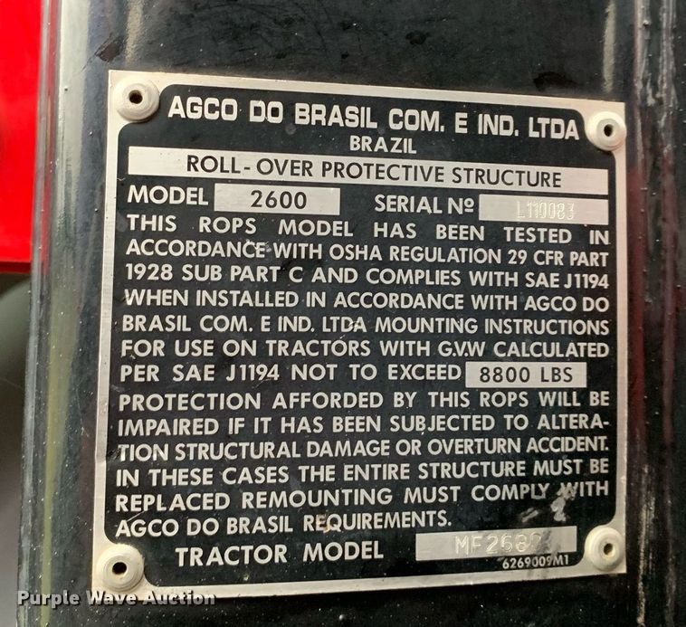 image for item DP8745 2011 Massey Ferguson 2680 HD  MFWD tractor