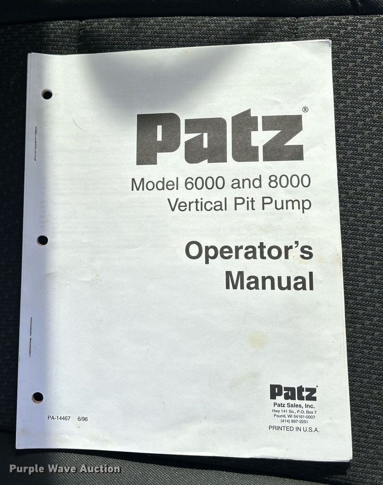 image for item DQ1043 Patz 6000  vertical pit pump