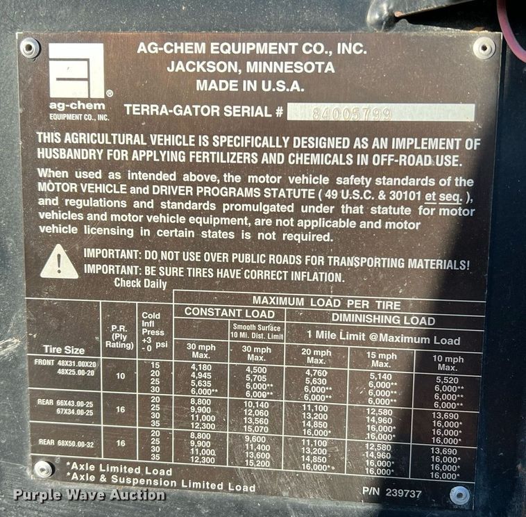 image for item NI9110 1999 Ag-Chem Terra Gator 8104  applicator