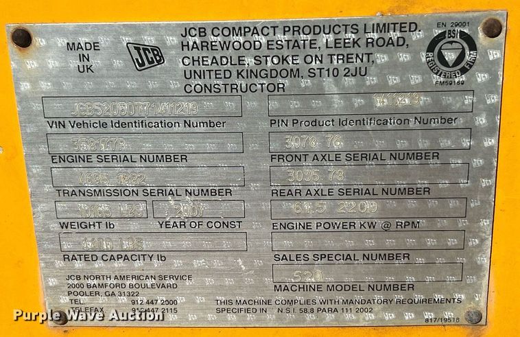 image for item NR9338 2007 JCB 520 telehandler