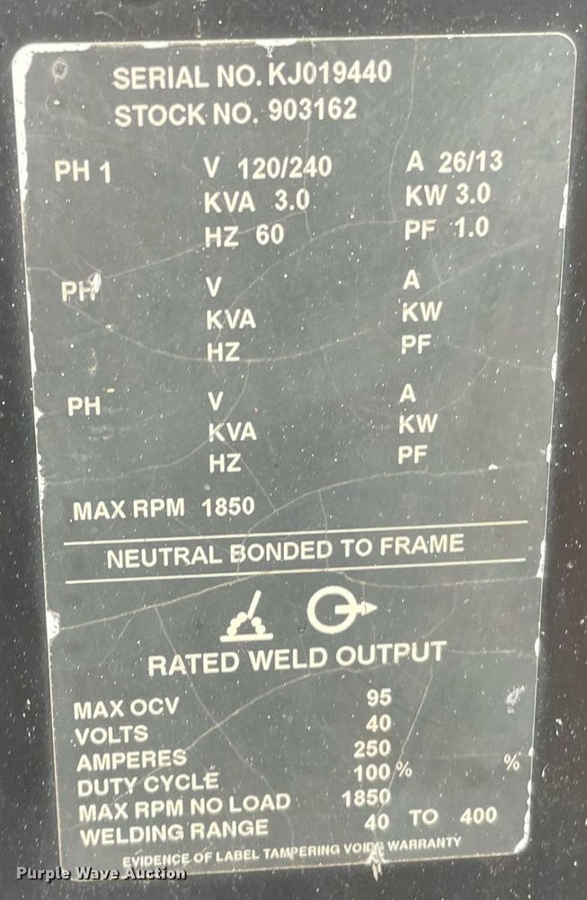 image for item JE9390 Miller Big Blue 251D  welder/generator