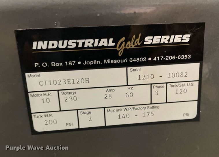 image for item JE9391 Industrial Gold Series CI1023E120H  air compressor