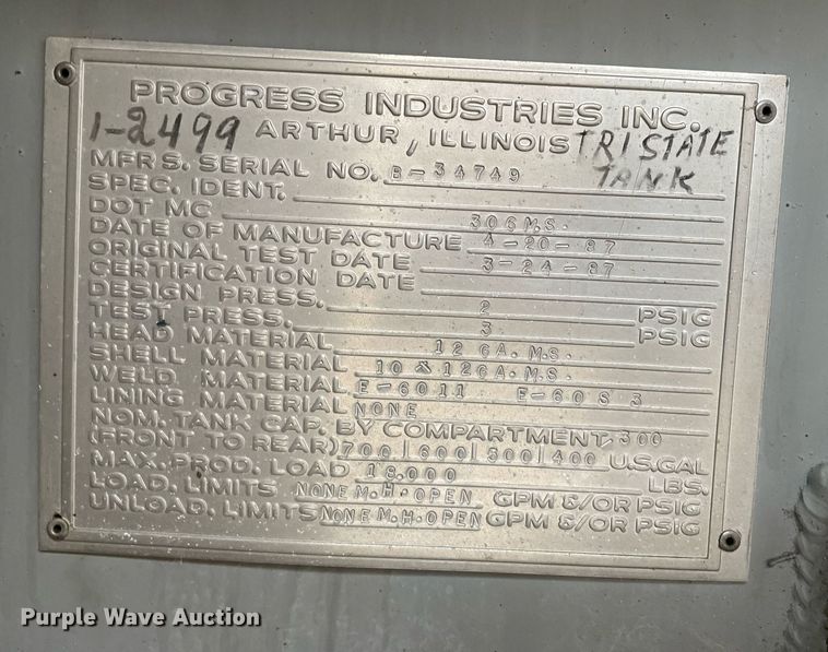 image for item JE9422 1987 Ford F7000  fuel truck