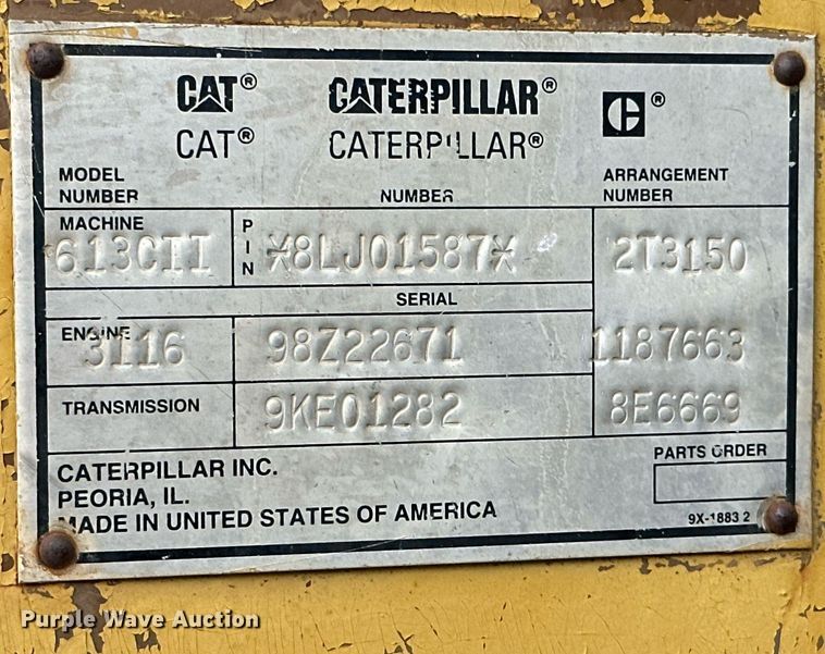 image for item JE9456 1997 Caterpillar 613C  water wagon