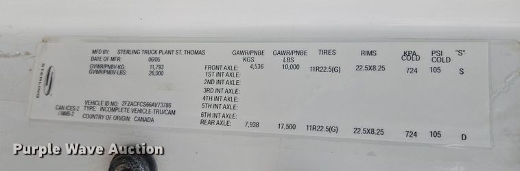 image for item DN7062 2006 Sterling Acterra  utility / service truck