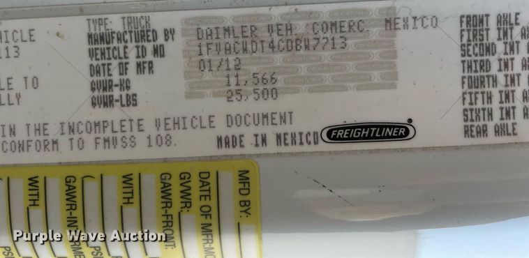 image for item DP0236 2012 Freightliner M2 Business Class  box truck