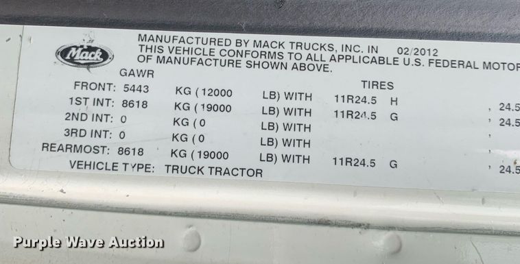 image for item DP8727 2013 Mack CHU613  semi truck