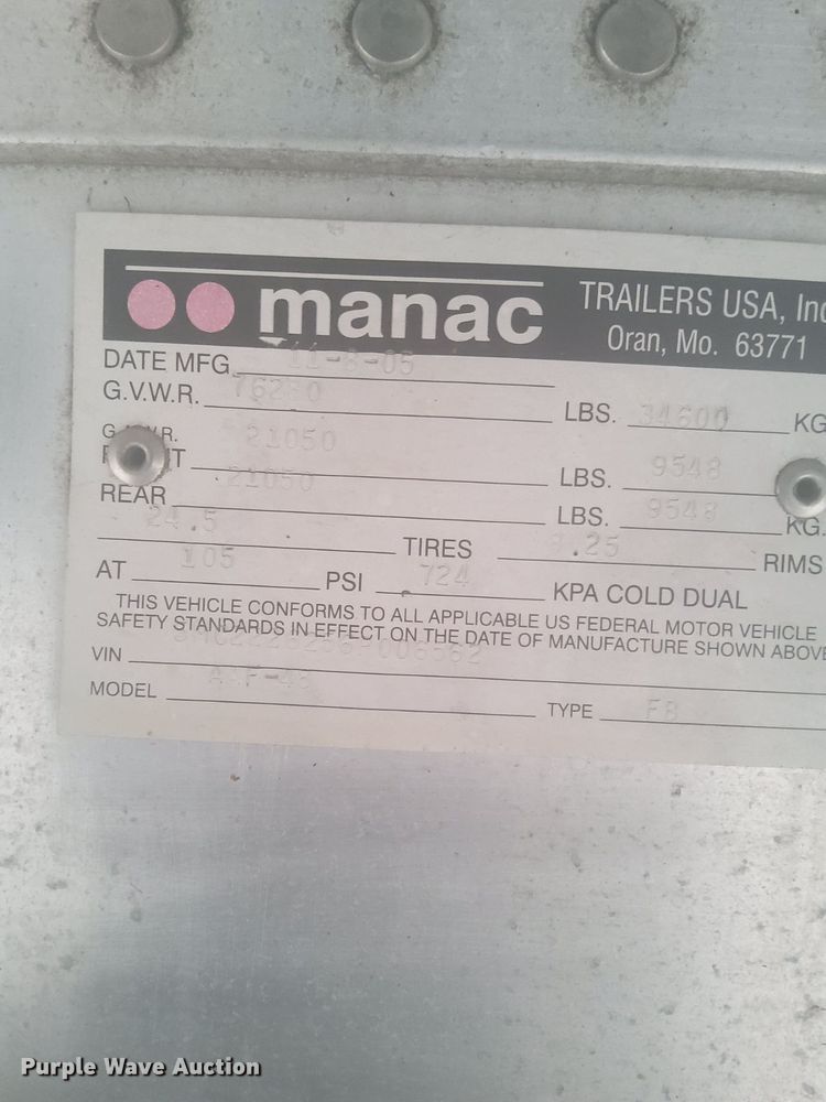image for item DP8743 2006 Manac AAF-48  flatbed trailer