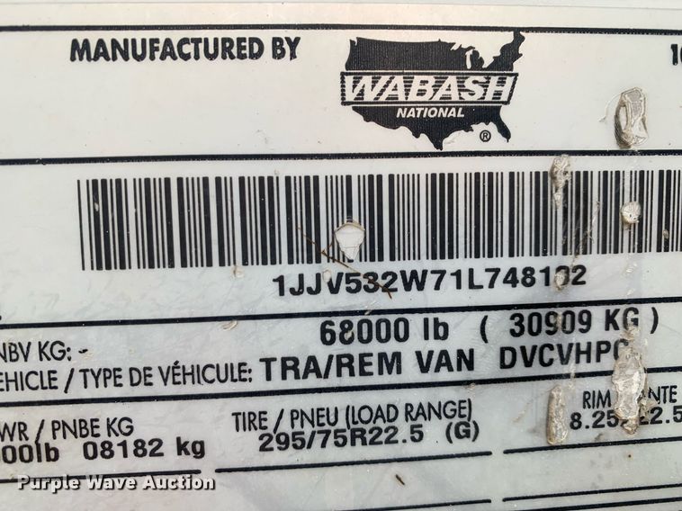 image for item DP8746 2001 Wabash DVCVHPC  dry van trailer