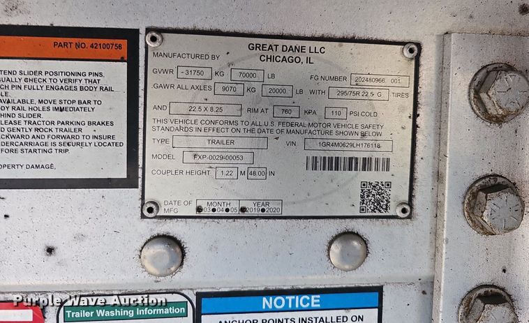 image for item DS5681 2020 Great Dane FXP-0029-00053  flatbed trailer