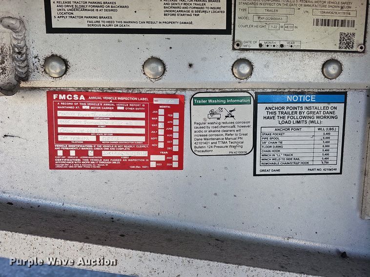 image for item DS5681 2020 Great Dane FXP-0029-00053  flatbed trailer