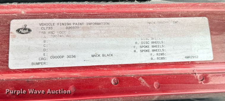 image for item DW2919 2005 Mack CL  dump truck