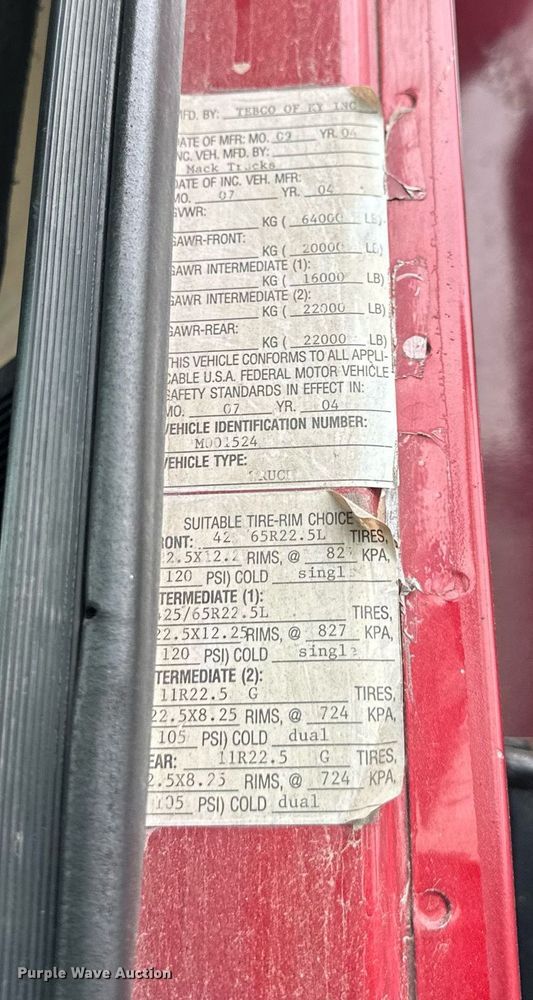 image for item DW2919 2005 Mack CL  dump truck