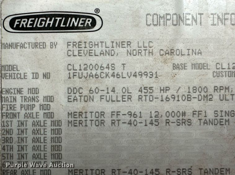 image for item IU9113 2006 Freightliner Columbia  semi truck