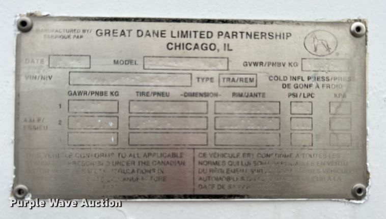 image for item KH9560 2014 Great Dane dry van trailer