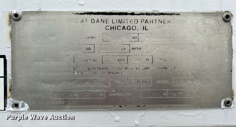 image for item KH9560 2014 Great Dane dry van trailer