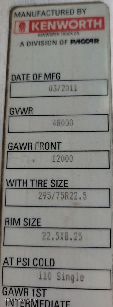 image for item LO9955 2012 Kenworth T800  semi truck