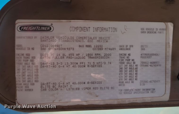 image for item LY9476 2016 Freightliner Coronado 122SD  semi truck