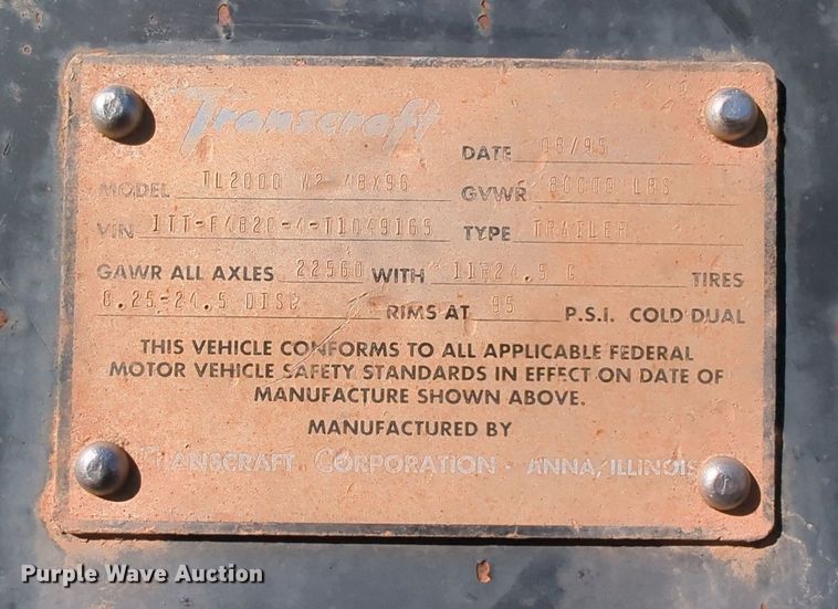 image for item LY9477 1996 Transcraft TL-2000  flatbed trailer