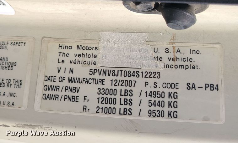 image for item MJ9530 2008 Hino 268  box truck