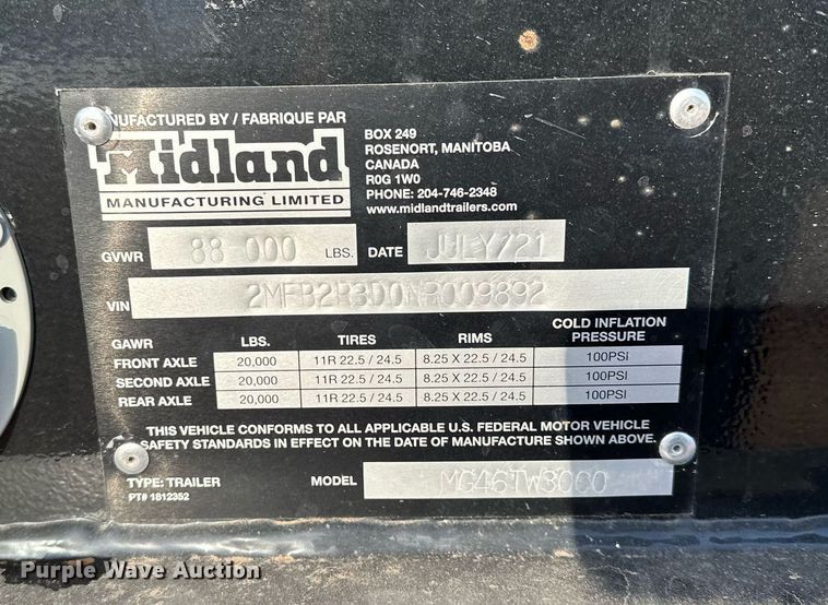 image for item MQ9529 2022 Midland MG46TW3000  side dump trailer