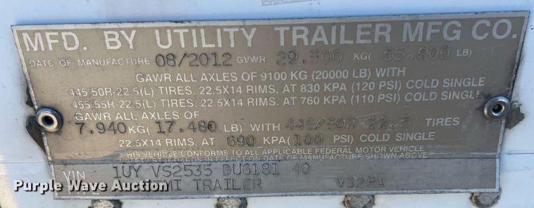 image for item OA9133 2013 Utility  refrigerated van trailer