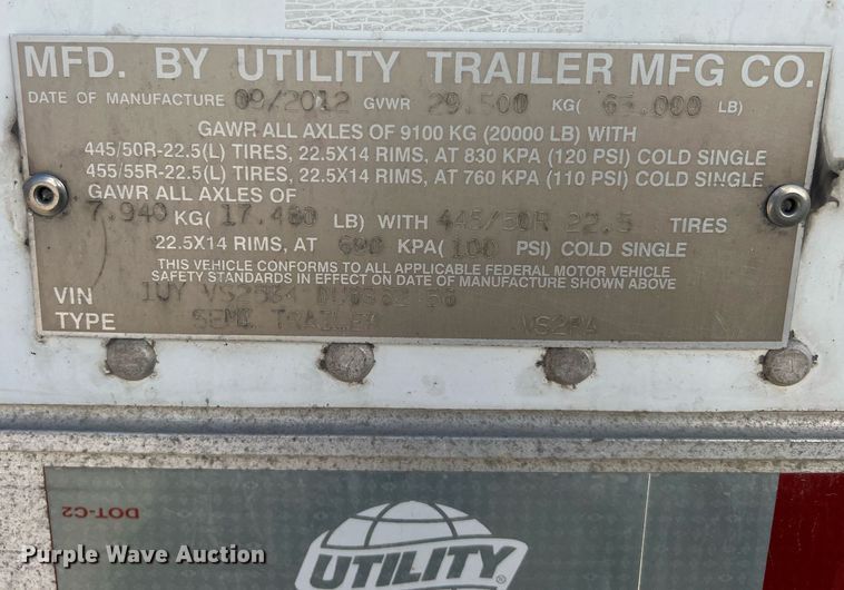 image for item OA9135 2013 Utility  refrigerated van trailer