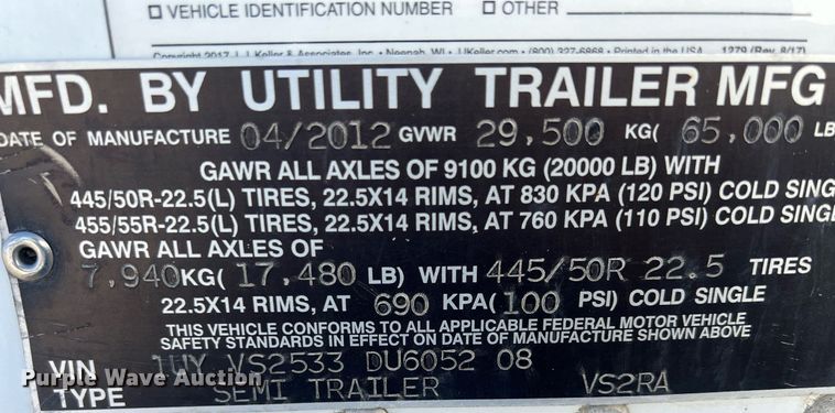 image for item OA9140 2013 Utility  refrigerated van trailer