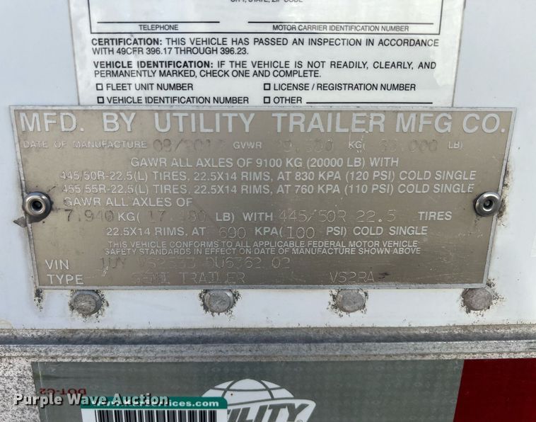image for item OA9141 2013 Utility  refrigerated van trailer