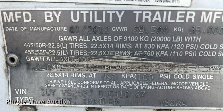 image for item OA9143 2013 Utility  refrigerated van trailer