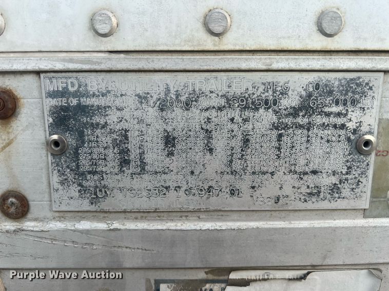 image for item OA9148 2001 Utility Trailer VS2DC  dry van trailer