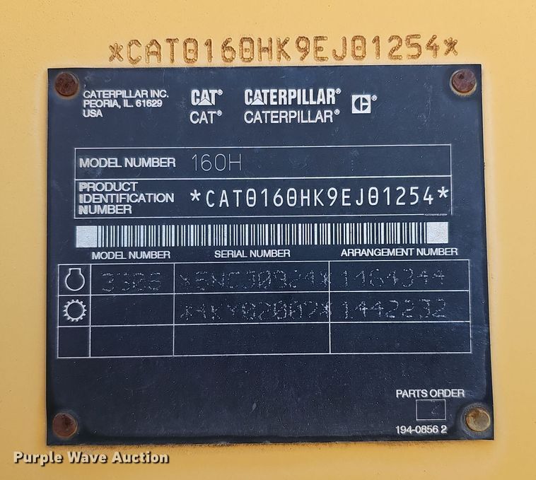 image for item DQ8472 2002 Caterpillar 160H VHP  motor grader