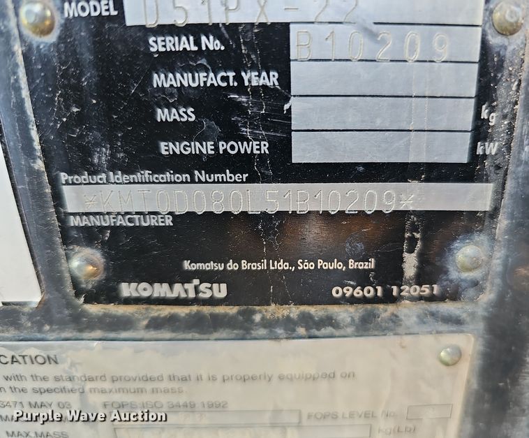 image for item DQ8474 2008 Komatsu D51PX-22 dozer