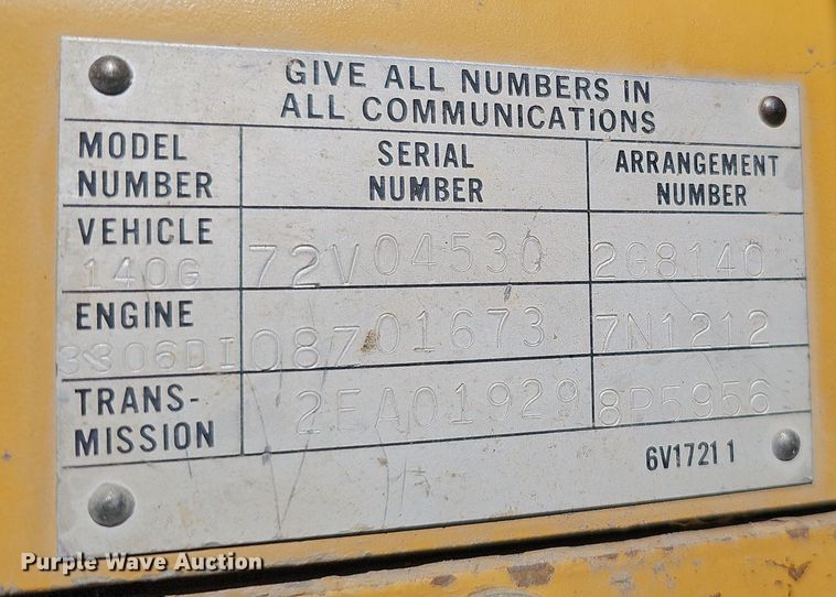 image for item DQ8485 1980 Caterpillar 140G motor grader