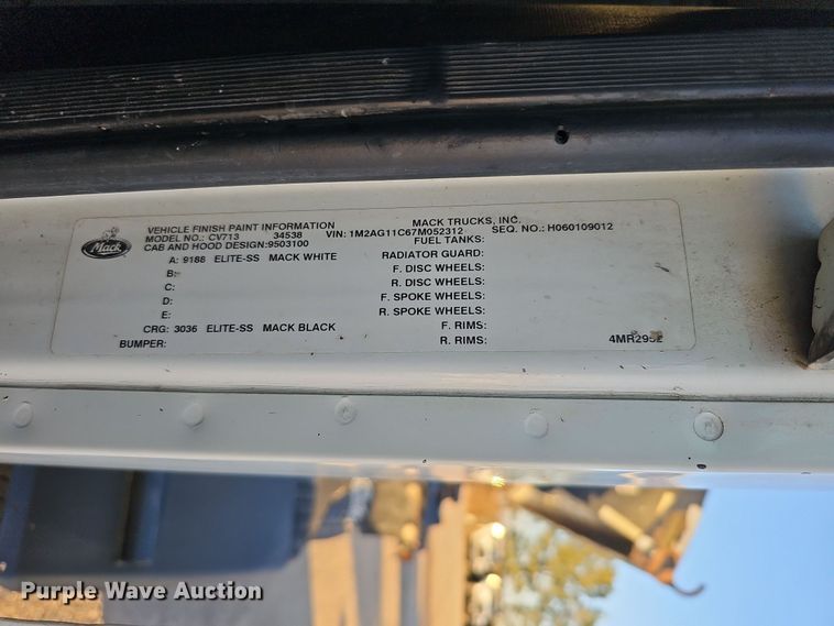 image for item IO9751 2007 Mack CV713 Granite  semi truck