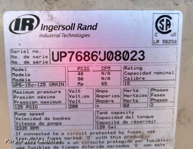 image for item DJ6462 (2) Ingersoll Rand air compressors