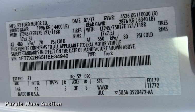 image for item DJ6465 2017 Ford F250 Super Duty XL  SuperCab pickup truck