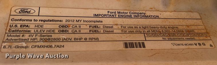 image for item DJ6486 2012 Ford F350 Super Duty XL  SuperCab bale bed pickup truck