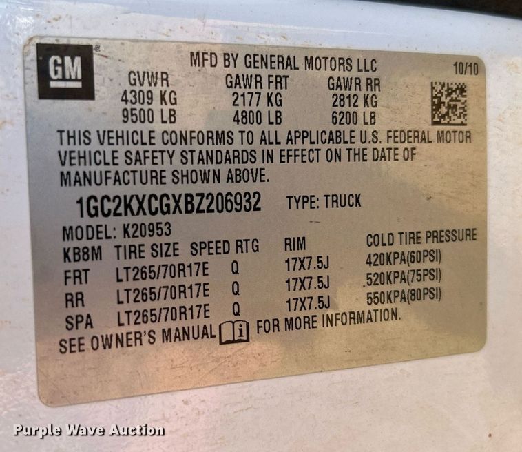 image for item DJ6488 2011 Chevrolet Silverado 2500HD  Ext. Cab utility bed pickup truck