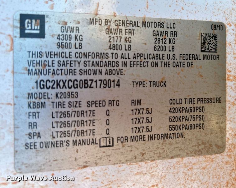 image for item DJ6490 2011 Chevrolet Silverado 2500HD  Ext. Cab utility bed pickup truck