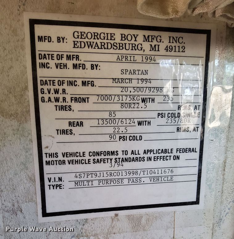 image for item DK8881 1994 Spartan Cruise Air  RV