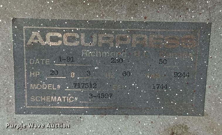 image for item DP3208 1991 Accurpress 717512  press brake