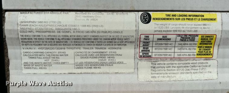 image for item DP3216 2016 Keystone Hideout  camper