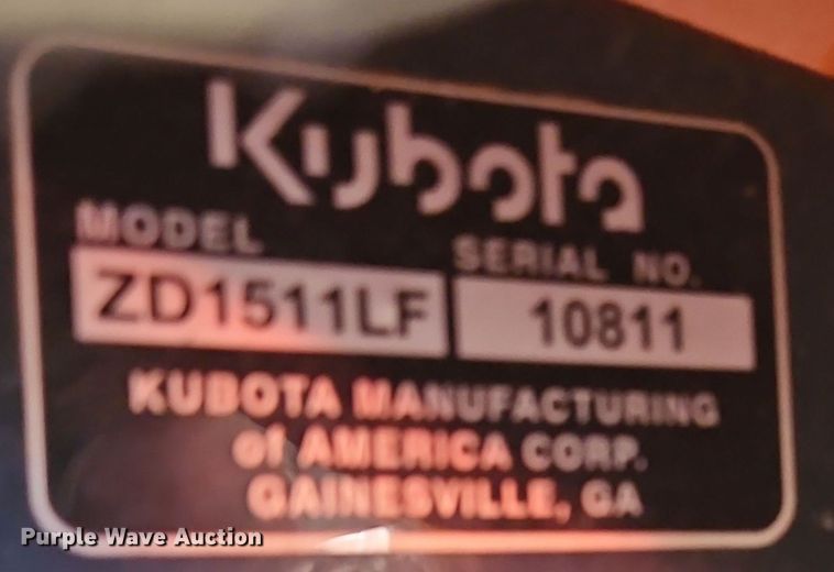 image for item DP6178 2017 Kubota ZD1511  ZTR lawn mower